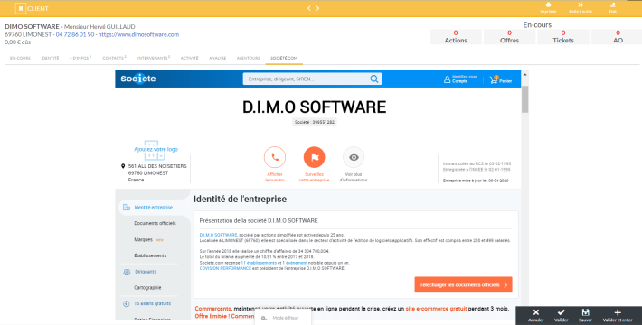 iframe onglet sociéte.com