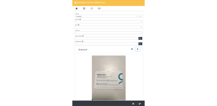 prenez en photo la carte de visite